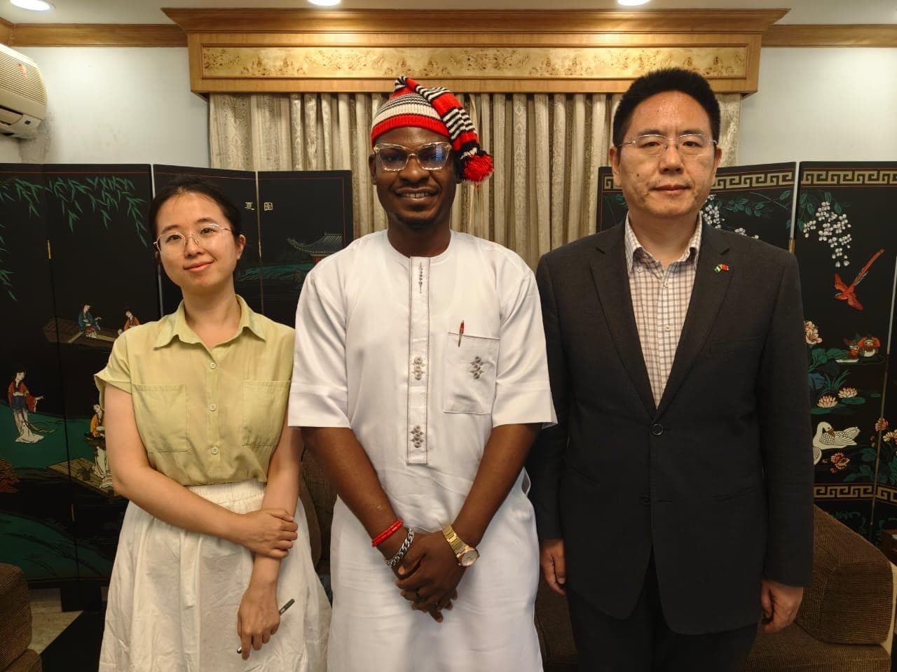 At a courtesy visit to a Chinese diplomatic mission in Abuja
